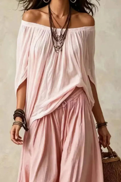 Off-Shoulder Top and Wide-Leg Pants 10
