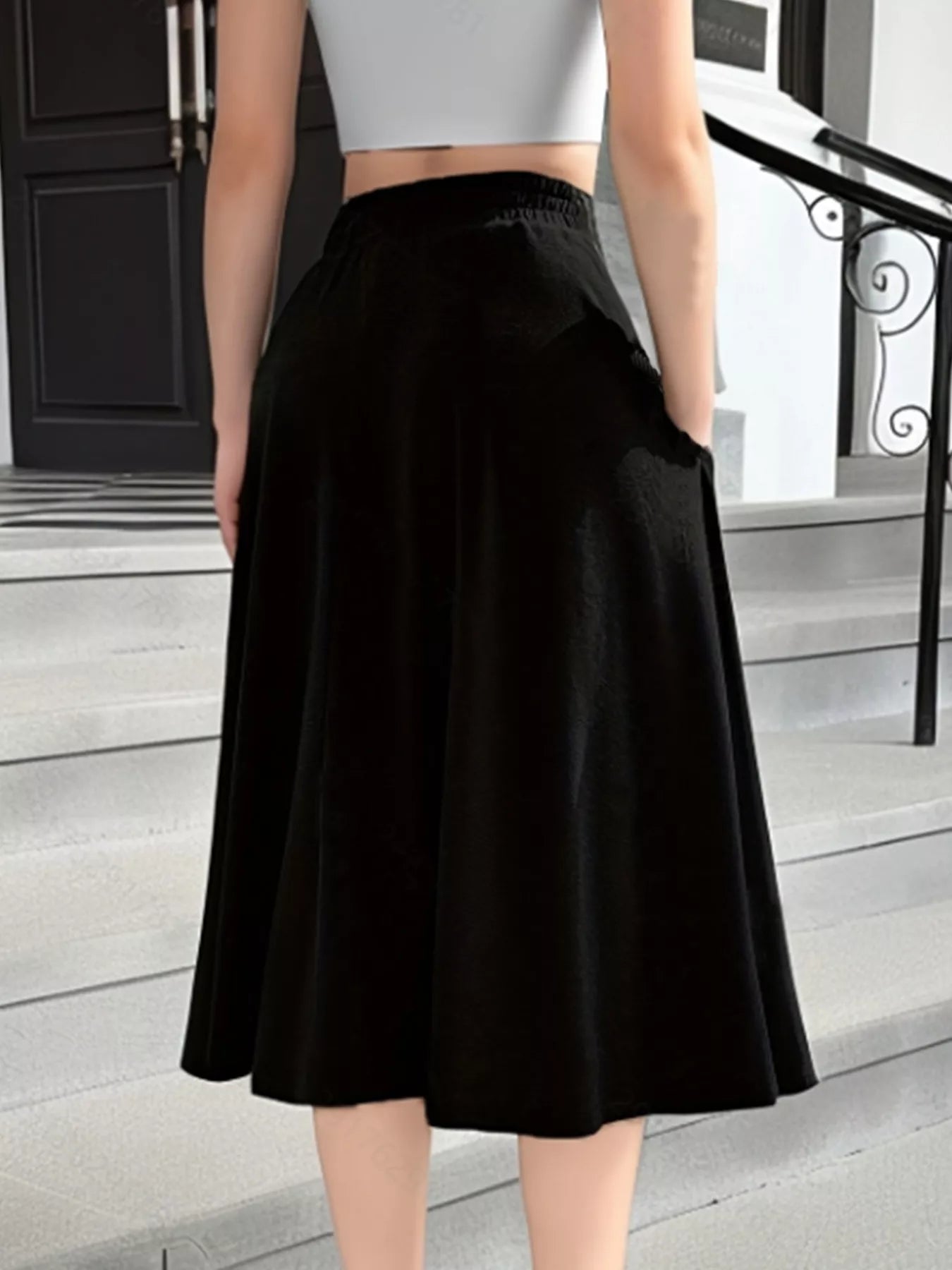 Elastic Waist A-Line Skirt 4