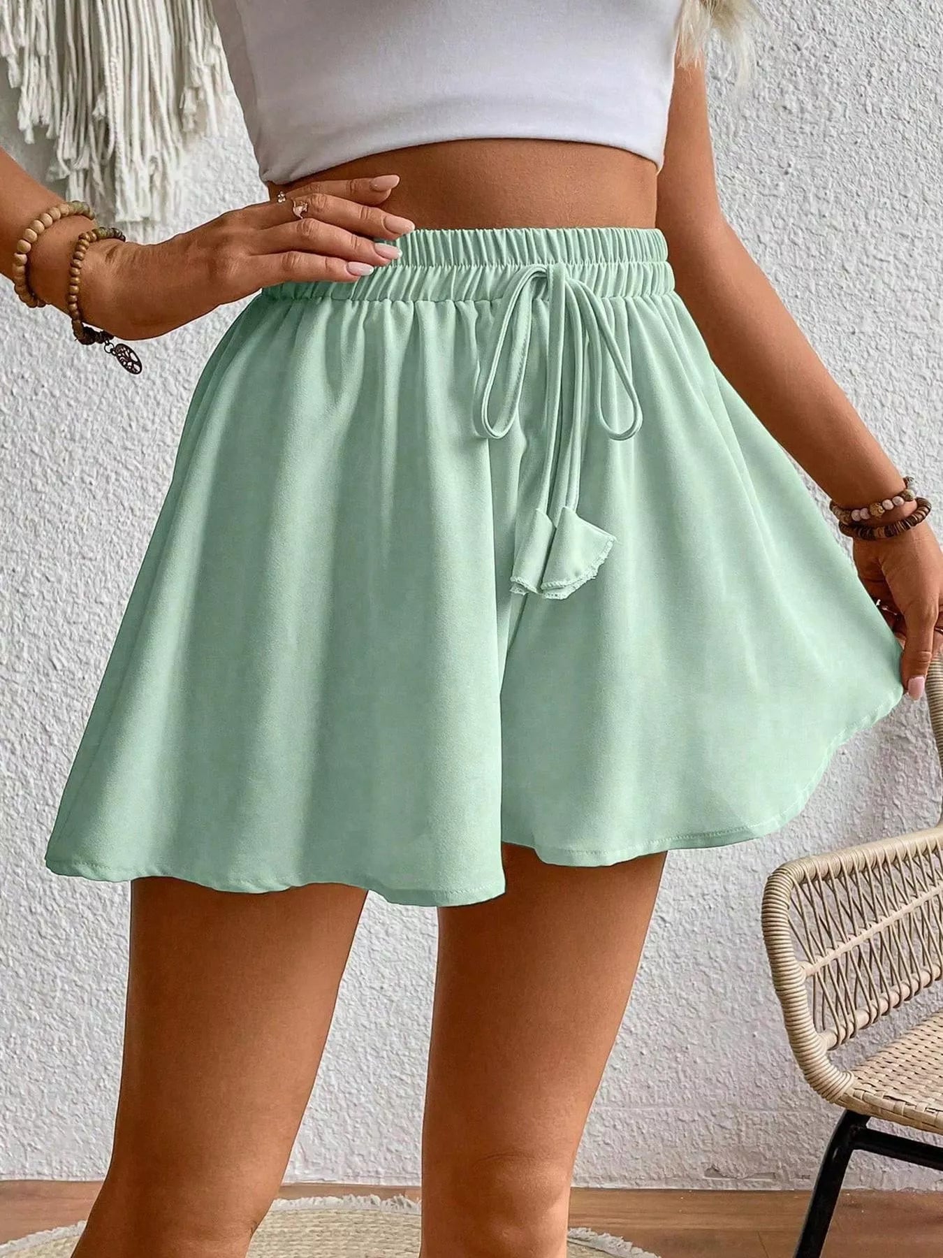 Flowy Drawstring Waist Shorts Chic 3