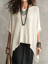 Full Size Loose Knit Round Neck Top