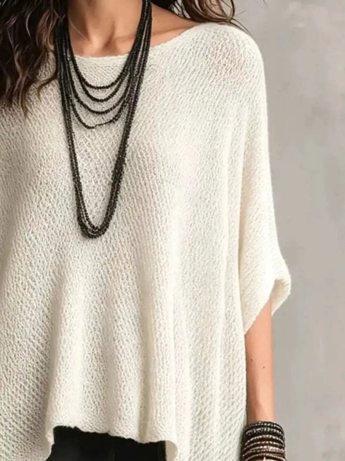 Full Size Loose Knit Round Neck Top 1