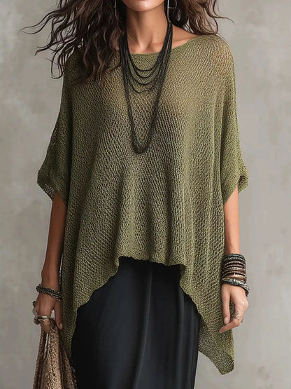 Full Size Loose Knit Round Neck Top 4