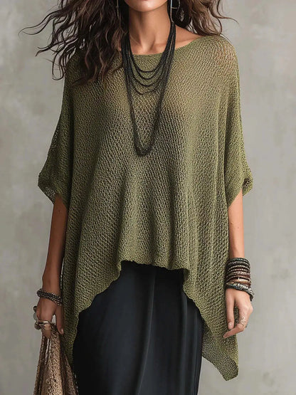 Full Size Loose Knit Round Neck Top 7