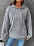 Full Size Textured Kangaroo Pocket Hoodie 