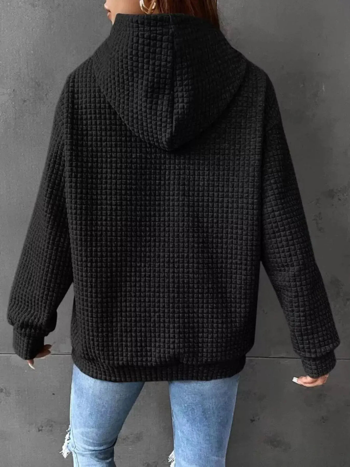 Full Size Textured Kangaroo Pocket Hoodie 5