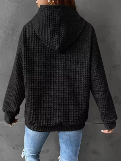 Full Size Textured Kangaroo Pocket Hoodie 5