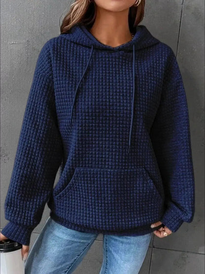 Full Size Textured Kangaroo Pocket Hoodie 01