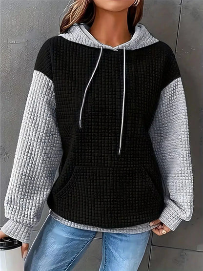 Full Size Textured Kangaroo Pocket Hoodie 00