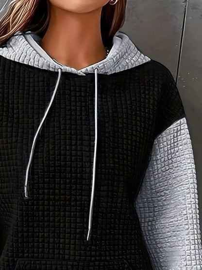 Full Size Textured Kangaroo Pocket Hoodie 001