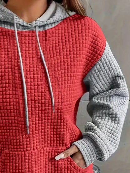 Full Size Textured Kangaroo Pocket Hoodie 003