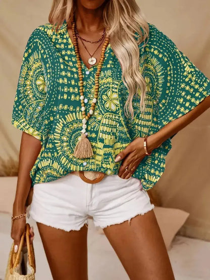 Printed V-Neck Half Sleeve Top 8
