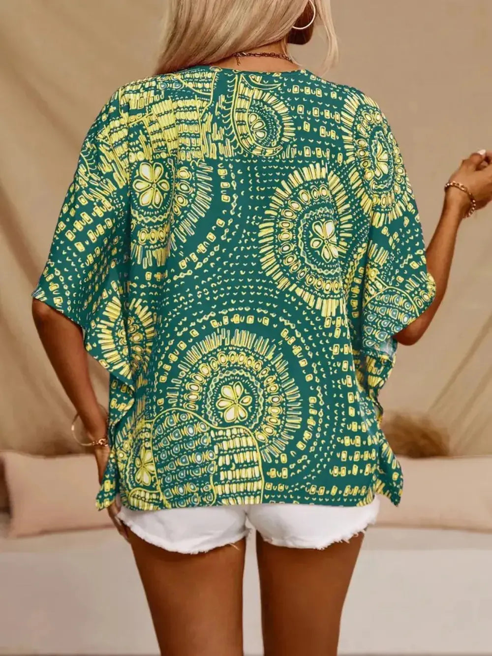 Printed V-Neck Half Sleeve Top 04