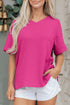 Waffle Knit V-Neck T-Shirt 