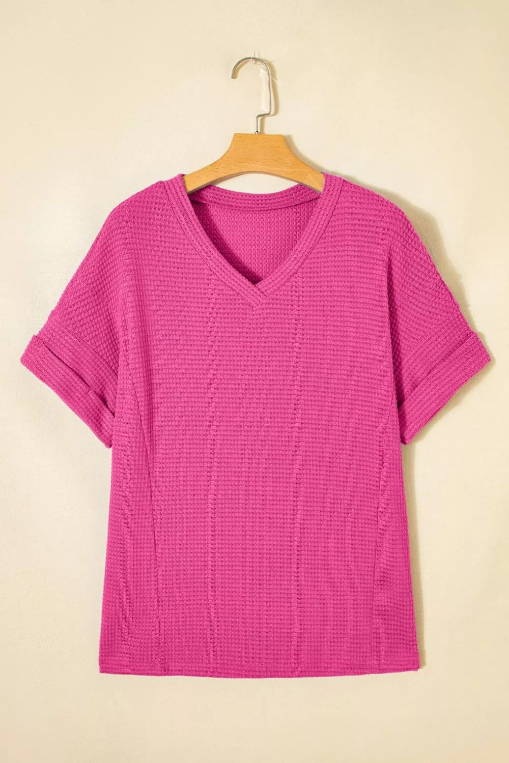 Waffle Knit V-Neck T-Shirt 4