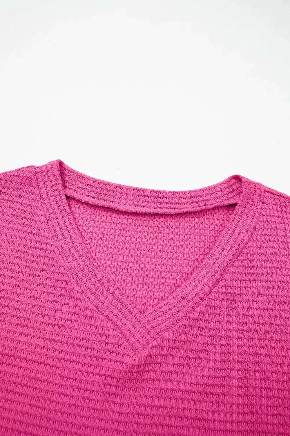 Waffle Knit V-Neck T-Shirt 6