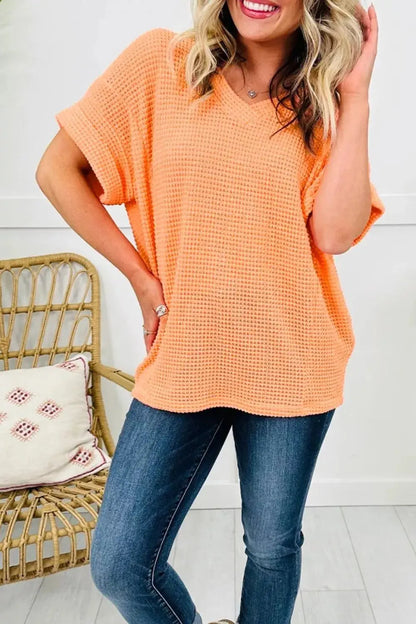 Waffle Knit V-Neck T-Shirt 10