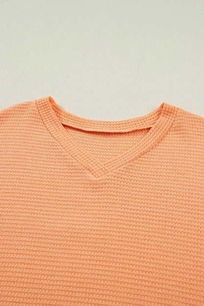 Waffle Knit V-Neck T-Shirt 17