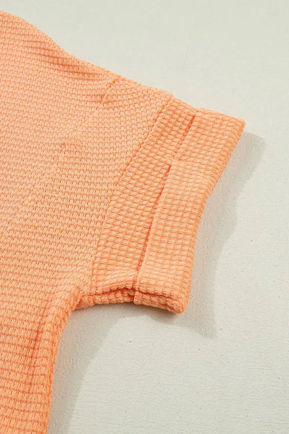 Waffle Knit V-Neck T-Shirt 18