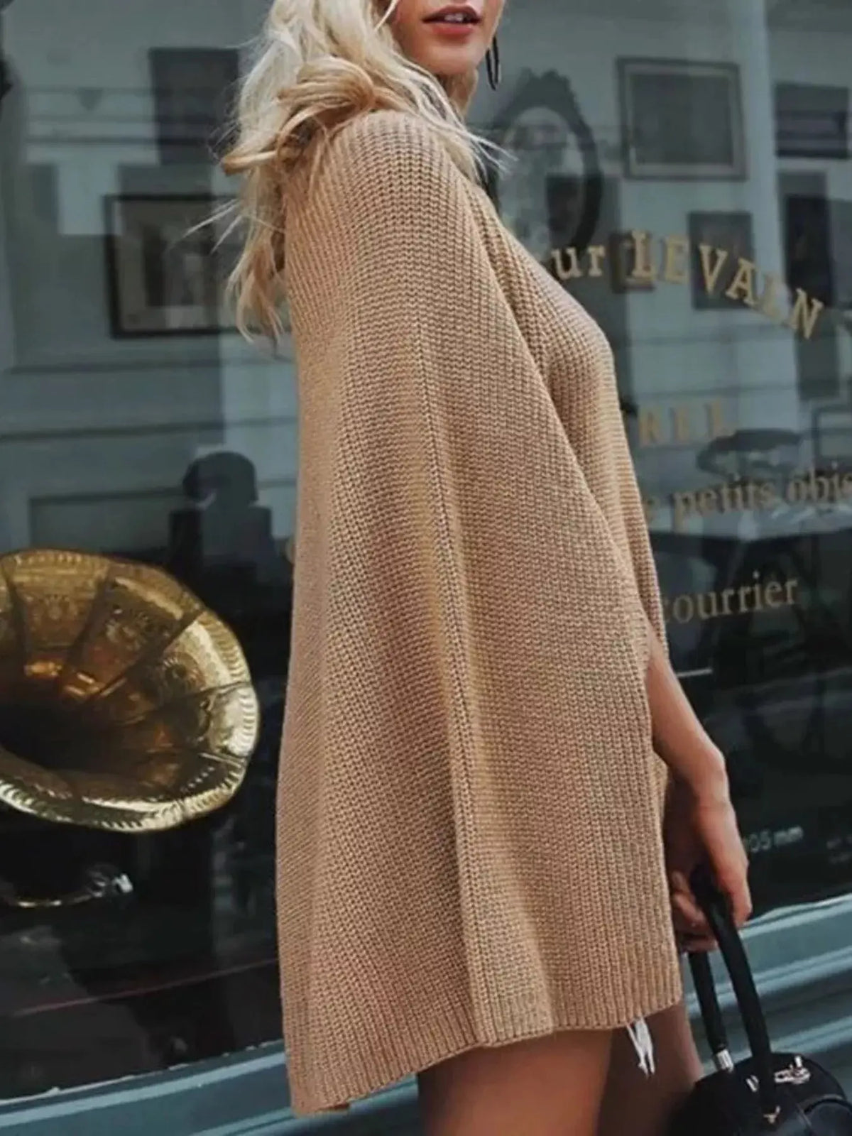 Turtleneck Knitted Cape Sweater 1