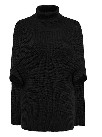 Turtleneck Knitted Cape Sweater 7