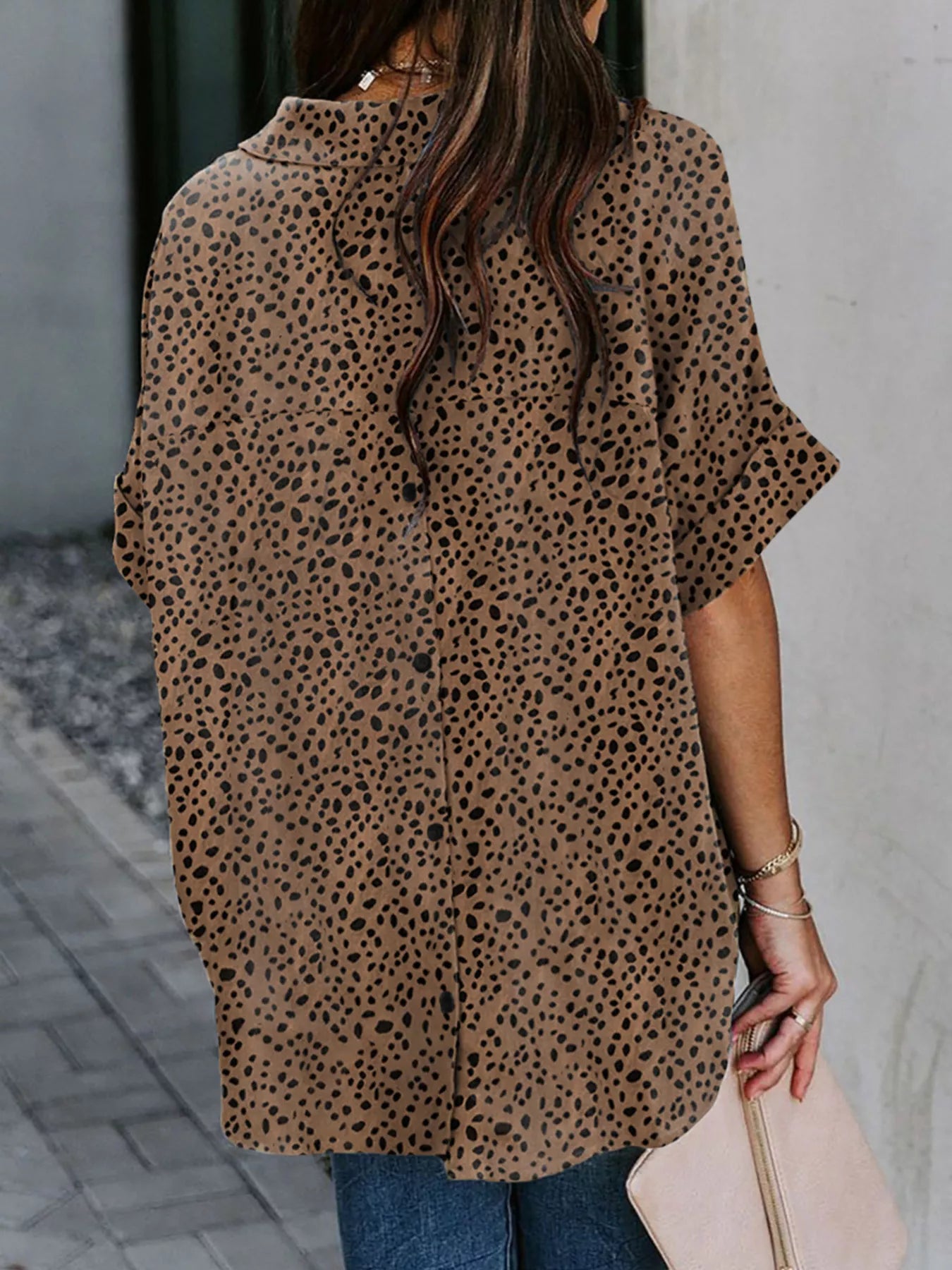 Full Size Collared Neck Half Sleeve Shirt 1