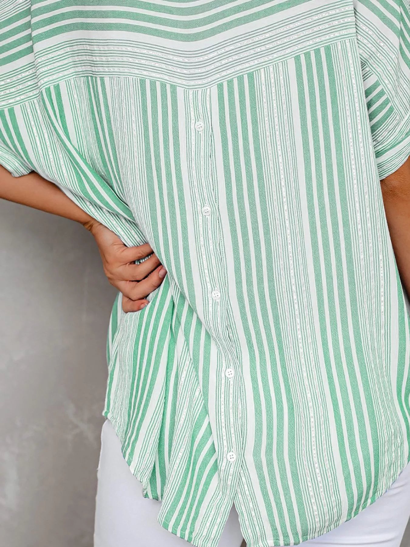 Full Size Collared Neck Half Sleeve Shirt 6