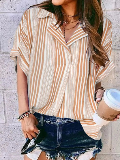 Full Size Collared Neck Half Sleeve Shirt 10