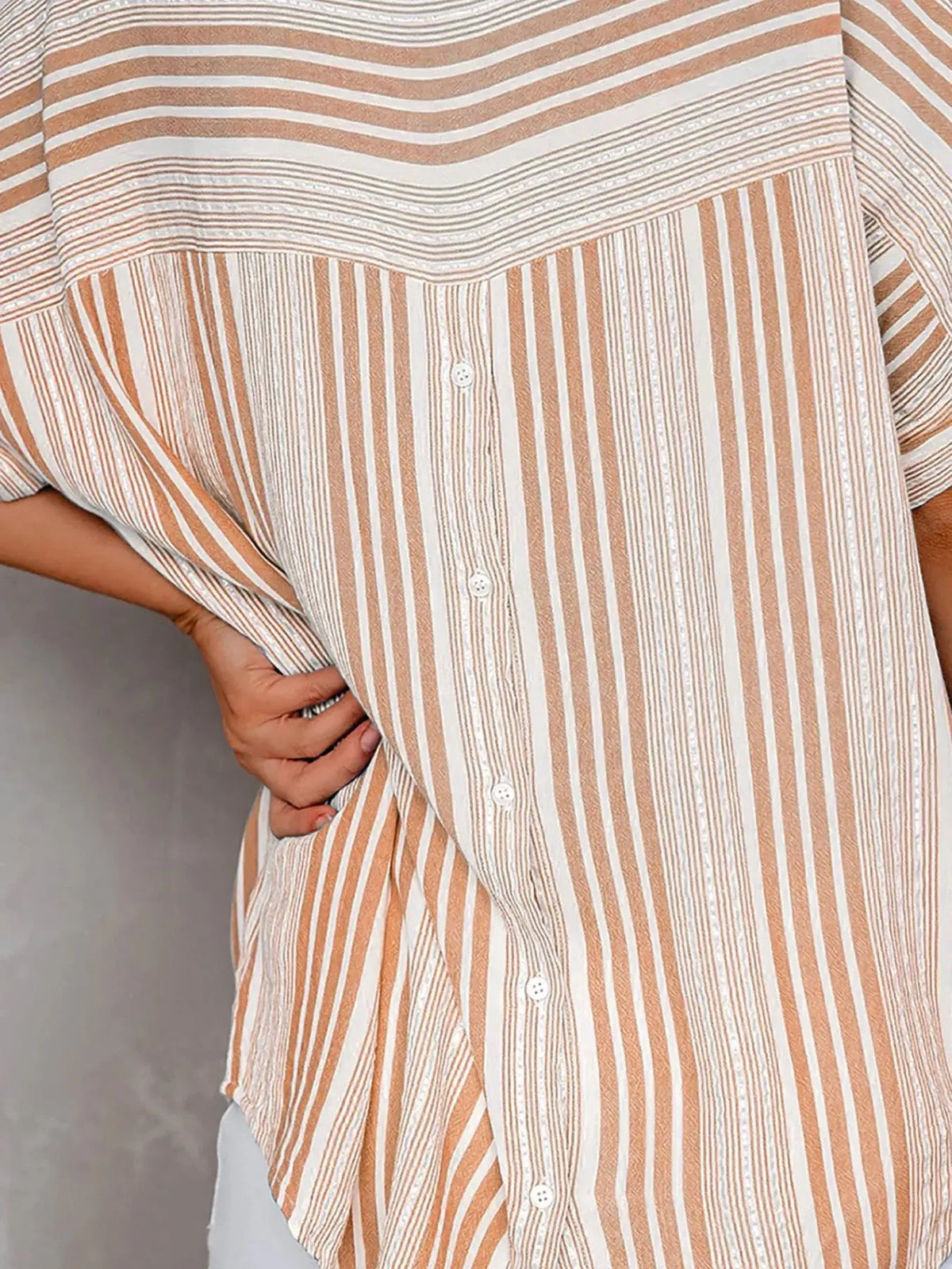 Full Size Collared Neck Half Sleeve Shirt 11