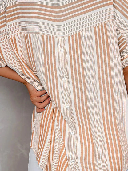 Full Size Collared Neck Half Sleeve Shirt 11