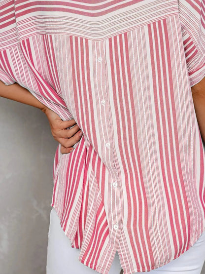 Full Size Collared Neck Half Sleeve Shirt 13