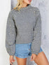 Mock Neck Sweater Pearl-Embellished 