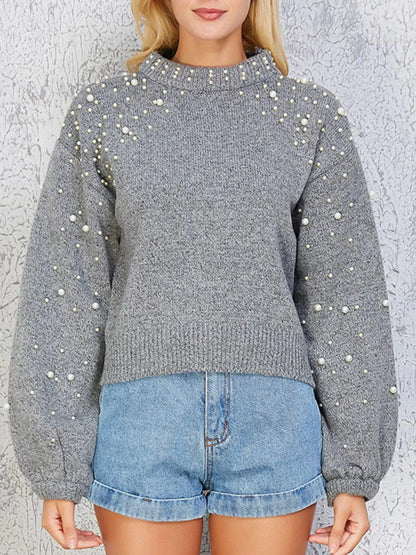 Mock Neck Sweater Pearl-Embellished 1