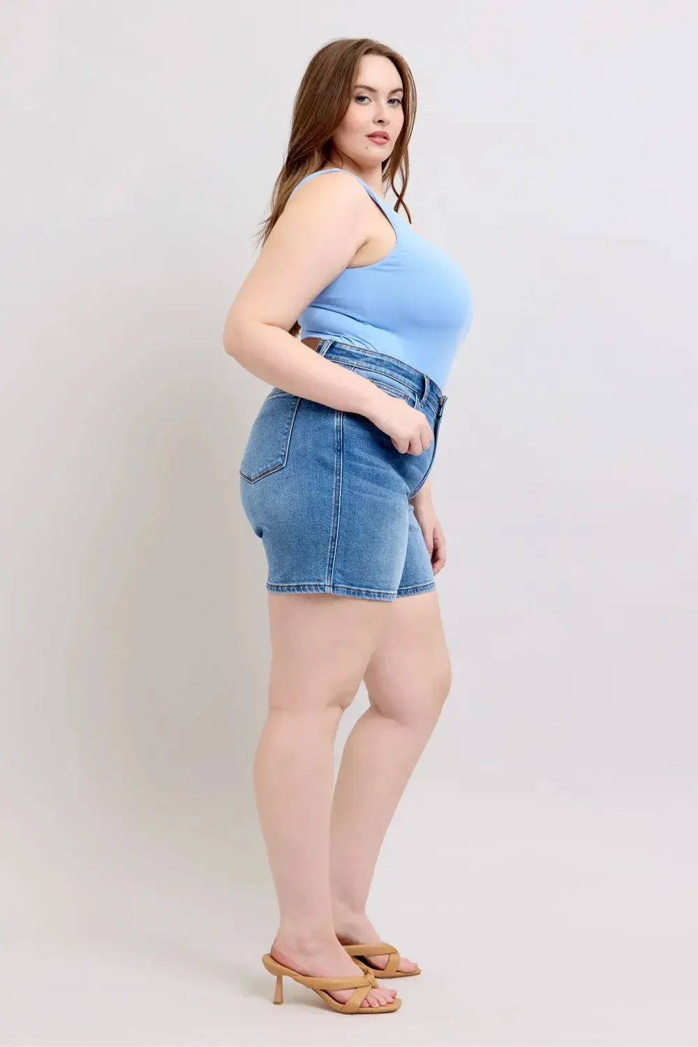 Judy Blue Full Size 2 Button Denim Shorts 7