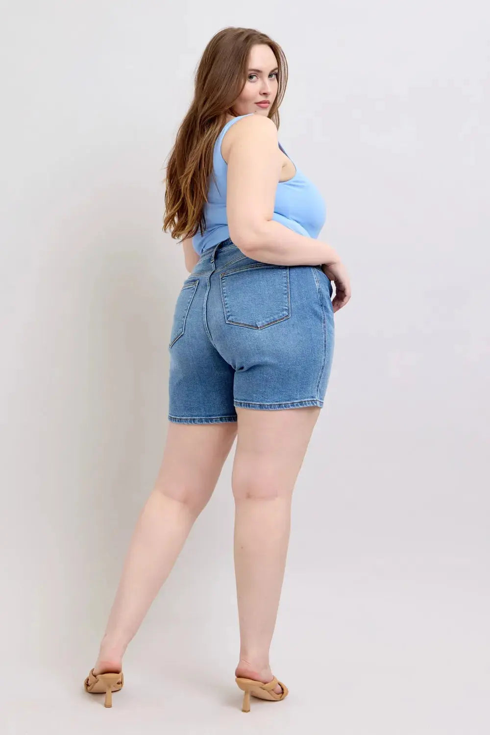 Judy Blue Full Size 2 Button Denim Shorts 8