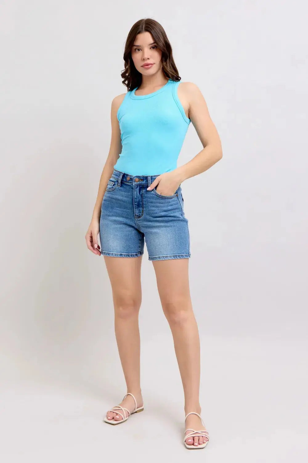 Judy Blue Full Size 2 Button Denim Shorts12