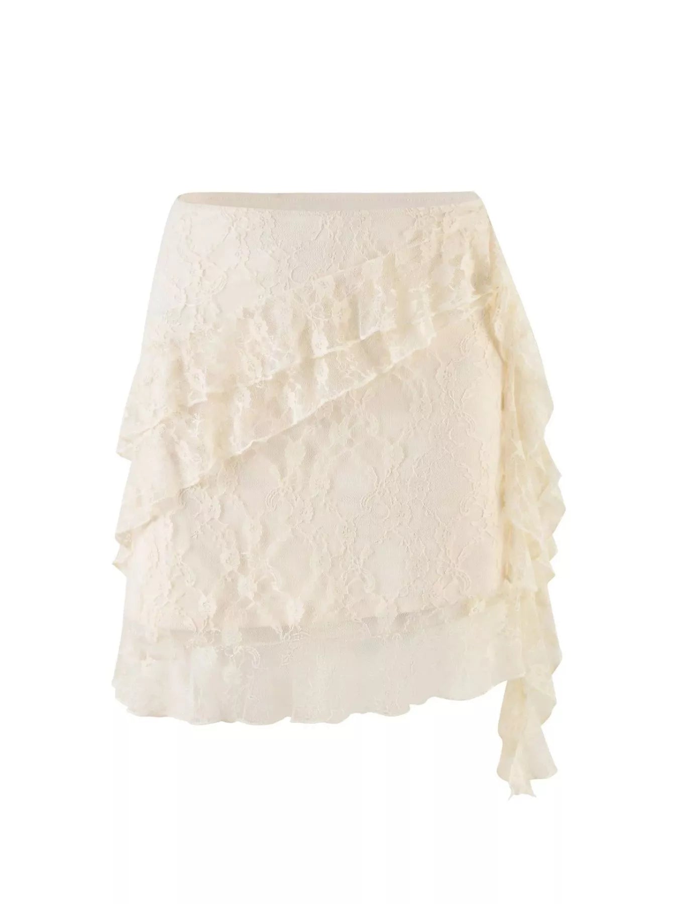 Ruffled Lace Mini Skirt Trendy