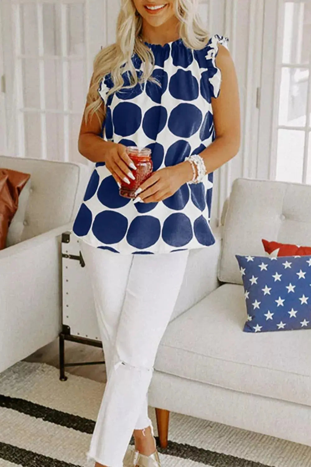 Polka Dot Ruffled Cami F
