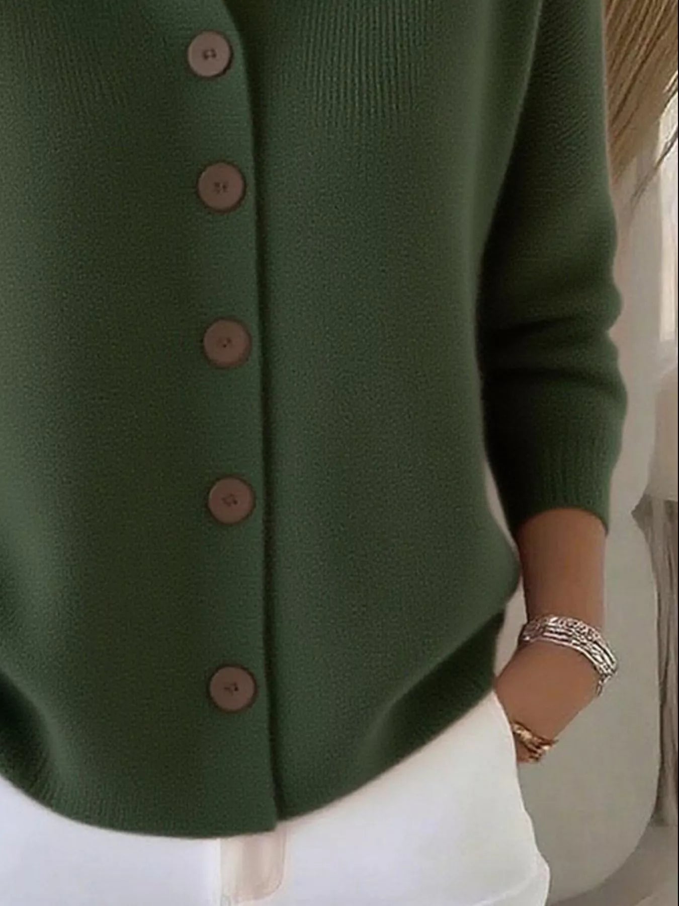 Full Size Button-Down Knit Cardigan Plus Size 5