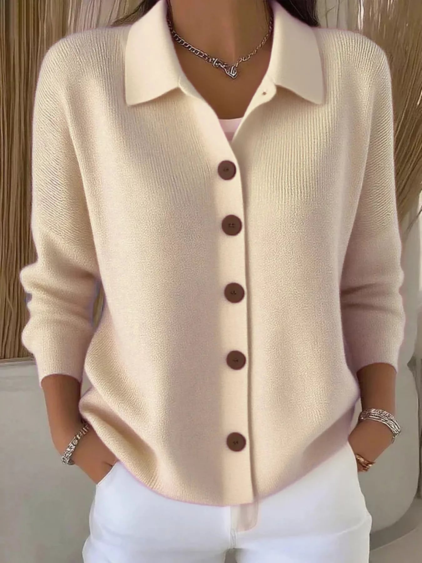 Full Size Button-Down Knit Cardigan Plus Size 6