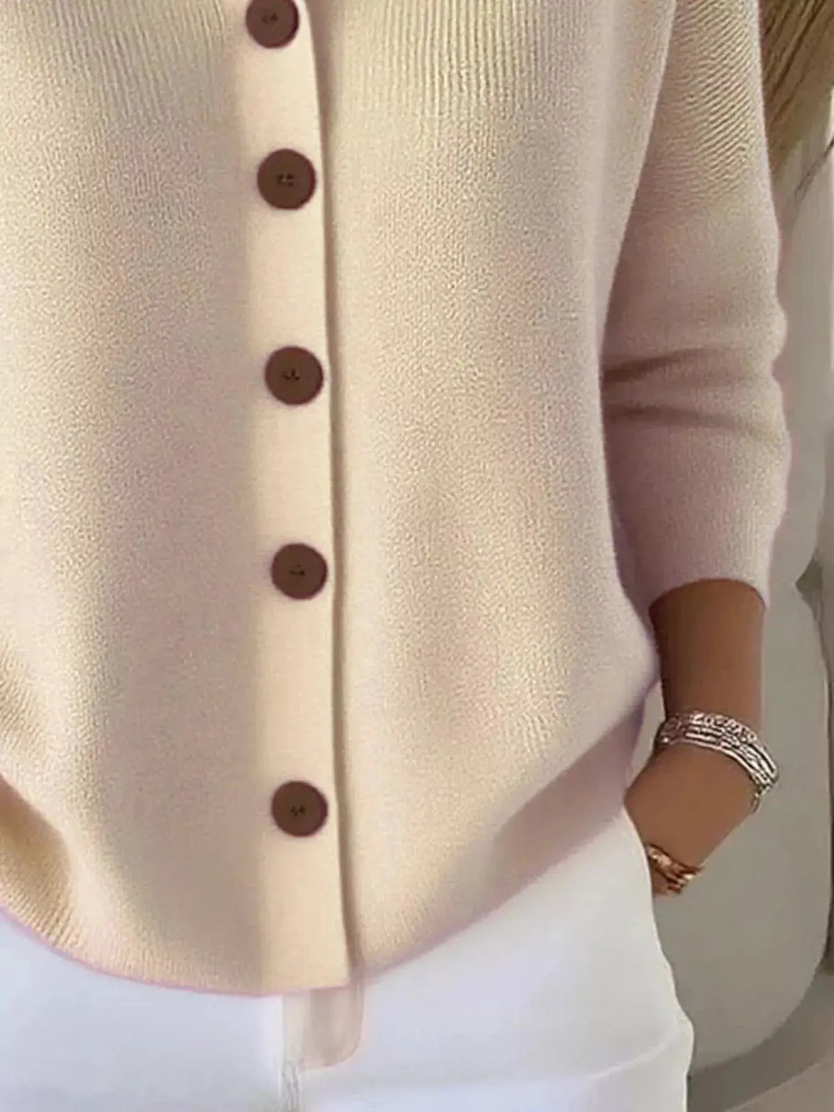 Full Size Button-Down Knit Cardigan Plus Size 8