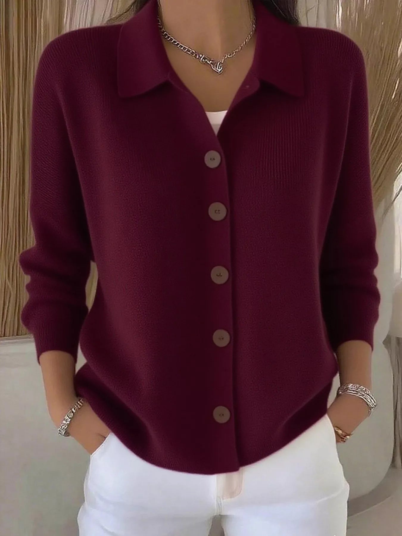 Full Size Button-Down Knit Cardigan Plus Size 12