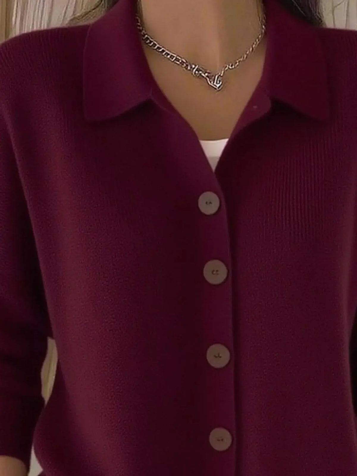 Full Size Button-Down Knit Cardigan Plus Size 13