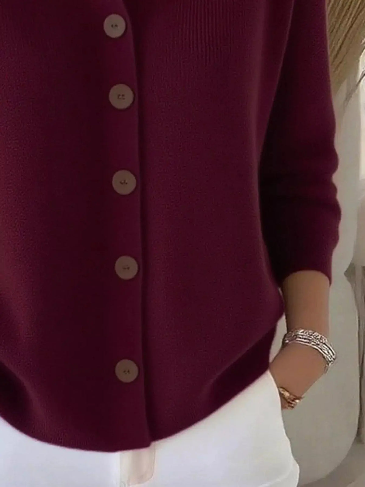 Full Size Button-Down Knit Cardigan Plus Size 14