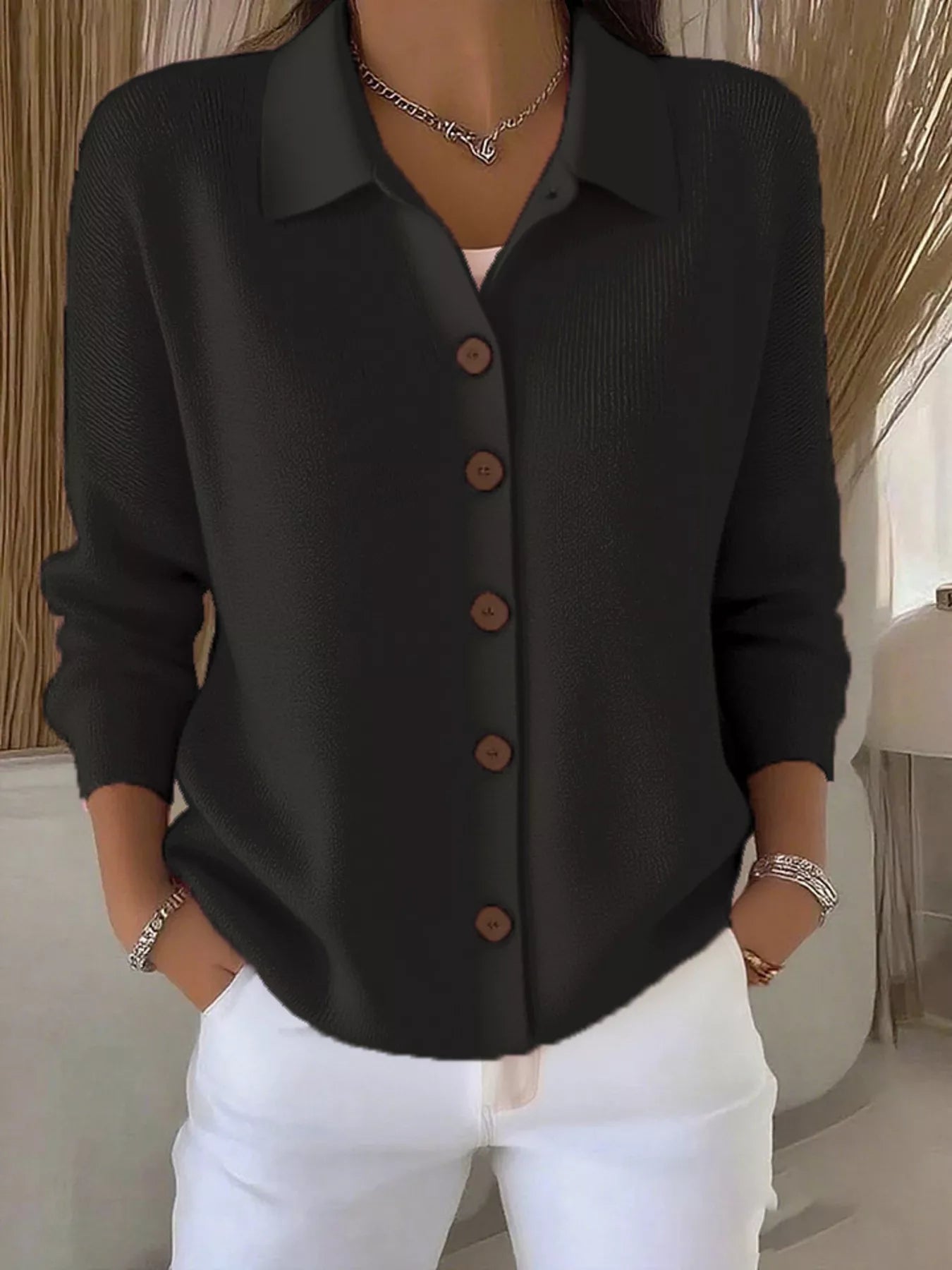 Full Size Button-Down Knit Cardigan Plus Size 18