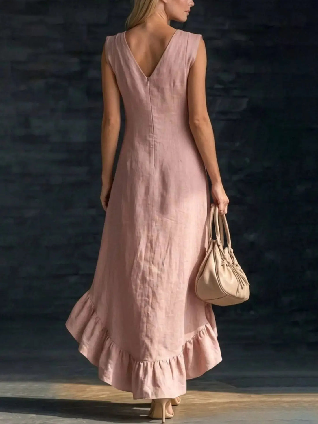Full Size V-Neck Ruffle Hem1