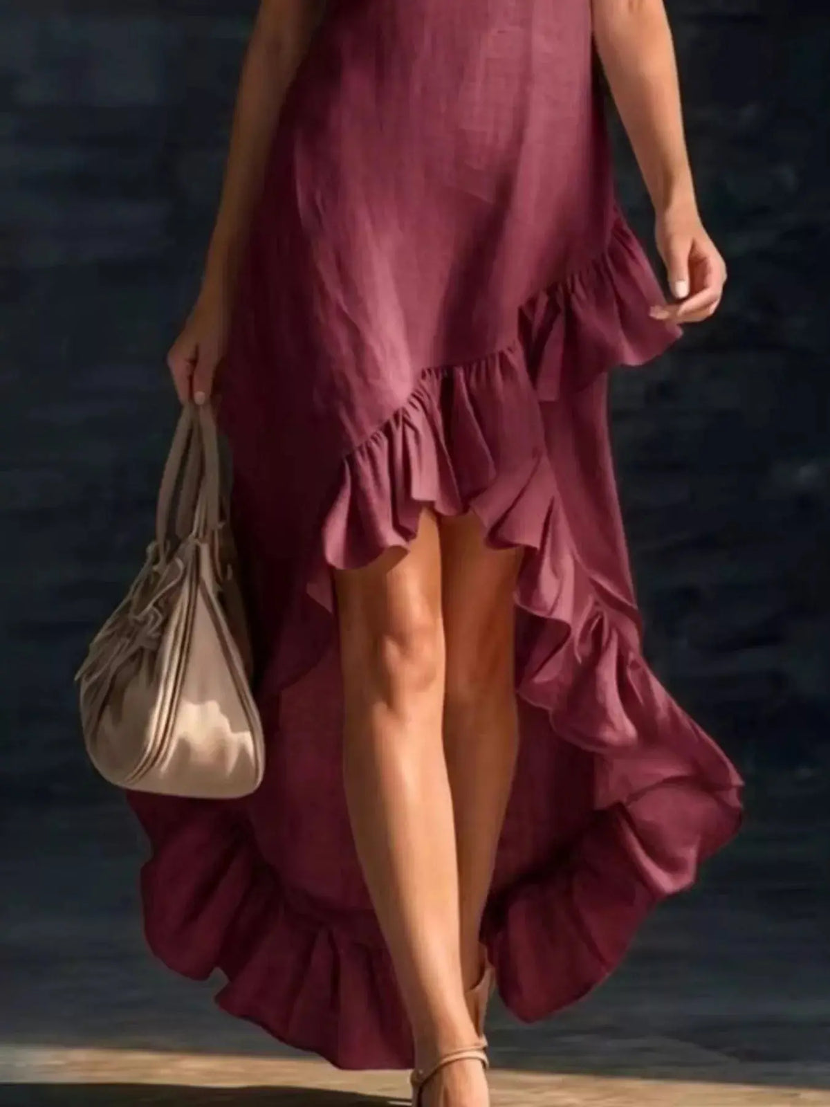 Full Size V-Neck Ruffle Hem3