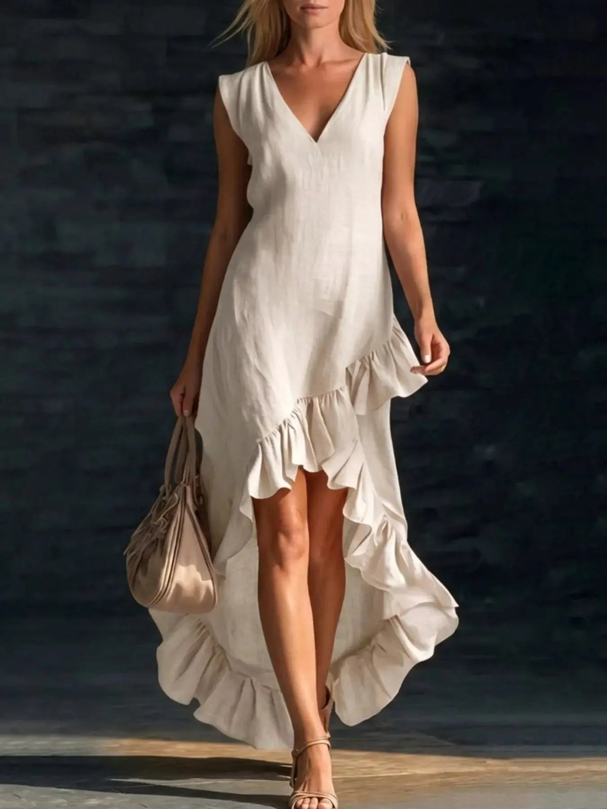 Full Size V-Neck Ruffle Hem4