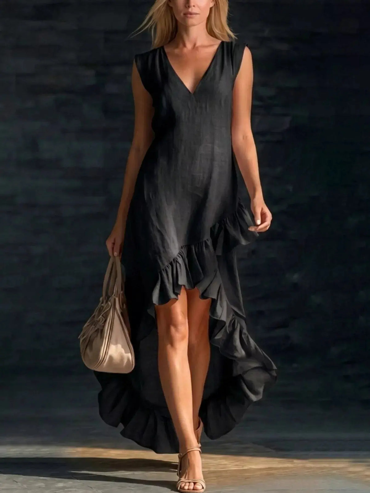Full Size V-Neck Ruffle Hem5
