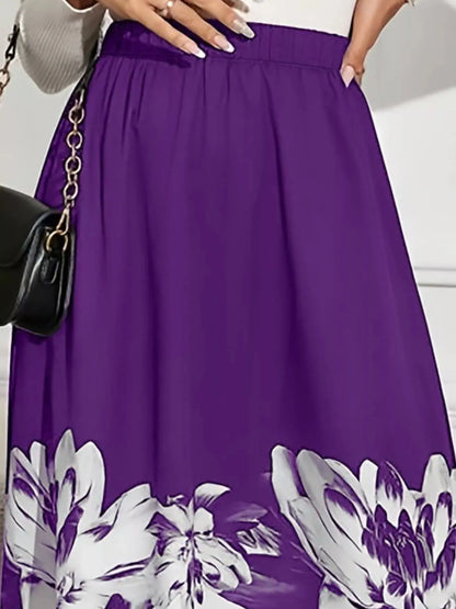Floral Print A-Line Midi Skirt 2