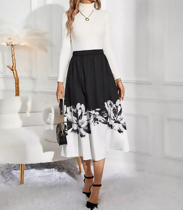 Floral Print A-Line Midi Skirt 3